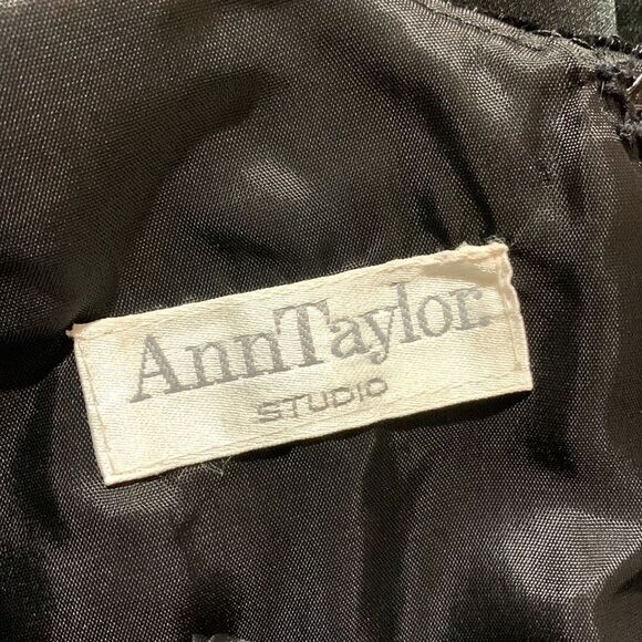 ANN TAYLOR STUDIO velvet satin fit & flare elegant dress scoop neck front/back - Picture 5 of 11